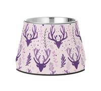 Violet Six Playful Antler Dogs - Cuenco de agua antideslizante de acero inoxidable para mascotas para perros medianos, alimentación cómoda