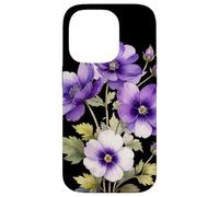 Violeta Flor Nombre Científico Vintage Ilustración Flores Carcasa para iPhone 14 Pro