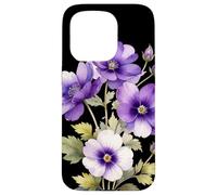 Violeta Flor Nombre Científico Vintage Ilustración Flores Carcasa para iPhone 15 Pro