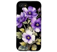 Violeta Flor Nombre Científico Vintage Ilustración Flores Carcasa para iPhone SE (2020) / 7/8