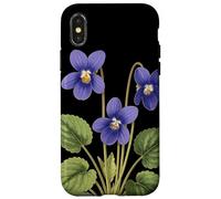 Violeta Flor Nombre Científico Vintage Ilustración Flores Carcasa para iPhone X/XS