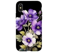 Violeta Flor Nombre Científico Vintage Ilustración Flores Carcasa para iPhone X/XS