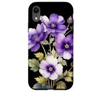 Violeta Flor Nombre Científico Vintage Ilustración Flores Carcasa para iPhone XR