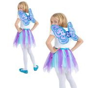 Violeta Mariposa Kit Infantil Fairy Disfraz + Alas + Tutú Traje Niño