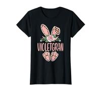 VIOLETGRAN - Orejas de Conejo de Leopardo con diseño Floral de Pascua Camiseta