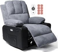 VIOLHEDO Sillón Relax Eléctrico con Masaje, Calefacción Ajustable, Reclinable, Ergonómico para Home Theater, Hogar y Sala de Estar - Gris
