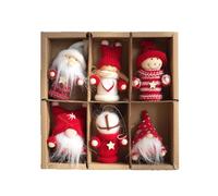 Violiica Adornos navideños hechos a mano de Papá Noel, decoraciones navideñas de madera y tela con cuerda para colgar, juego de 7 x 7 x 1.5 pulgadas