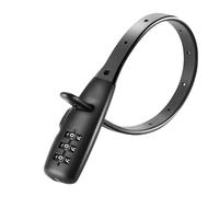 Violiica Candado de bicicleta con combinación de bridas ajustables con contraseña de 3 dígitos, antirrobo, barra de acero integrada, para bicicleta, casco, negro, 31 cm o 53 cm de longitud