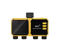 Violiica Controlador inteligente de riego de jardín alimentado por energía solar con cuatro canales independientes, temporizador de riego por goteo programable automático, carga solar para plantas