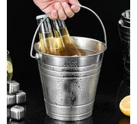 Violiica Cubeta enfriadora de hielo portátil de acero inoxidable, mango ergonómico para un transporte sencillo, diseño a prueba de fugas para fiestas en la playa y uso en bares, capacidad de 1-2,5 L