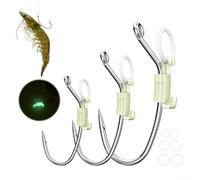 Violiica Ganchos de pesca de acero de alto carbono, diseño de camarón brillante, ganchos de cebo vivo para lubina, bagre, resistentes a enganches, profesionales, múltiples opciones de tamaño (ganchos