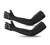 Violiica ICE - Mangas de seda con protección solar para ciclismo, correr, pesca, protección UV transpirable de secado rápido con agarre antideslizante, diseño expuesto a los dedos, 57 g, paquete de 2