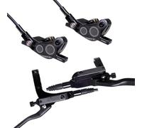 Violiica Juego de frenos de disco hidráulicos de aleación de aluminio de 4 pistones para bicicleta de montaña, bicicleta y carretera, kit de freno delantero y trasero con tubos de aceite de 80 cm y