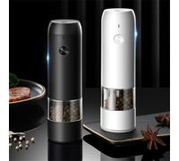 Violiica Molinillo de pimienta eléctrico recargable con grosor ajustable, carga USB, para cuchillas de acero inoxidable, hierbas y especias, color negro