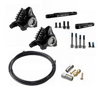 Violiica Pinza de montaje plano XG, freno hidráulico de carretera, aleación de aluminio ultraligera CNC, juego completo delantero y trasero con mangueras y soportes, negro/gris