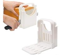 Violiica Soporte ajustable para rebanar pan, plegable, portátil, para cortar pan con construcción de plástico ABS, color blanco