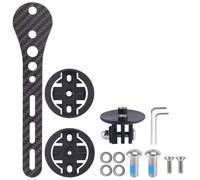 Violiica Soporte de fibra de carbono para computadora de bicicleta Garmin Wahoo Bryton, soporte ligero para manillar para luces de bicicleta y cámaras de acción, juego de 30 mm/145 mm/161.5 mm, negro
