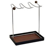 Violiica Soporte multiusos de almacenamiento de cocina para copas de vino y toallas, estante de acero inoxidable y madera con diseño moderno para organización de encimeras