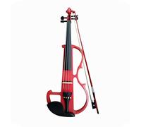 Violín acústico hecho a mano violín eléctrico 4/4 tamaño completo, violín silencioso de madera maciza con estuche de violín (rojo)