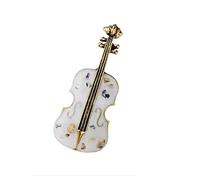 Violin Brooch Female Natural Shell Craft Multi-Functional Design Dress Suit Coat Brooch Jewelry Black and White 4.8×2cm (White)
