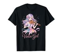 Violín Chica Mágico Anime Acuarela Instrumento Musical Camiseta