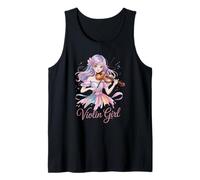 Violín Chica Mágico Anime Acuarela Instrumento Musical Camiseta sin Mangas