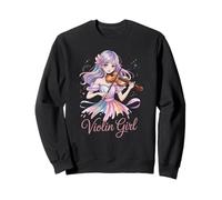 Violín Chica Mágico Anime Acuarela Instrumento Musical Sudadera