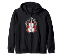 Violín con Rosas y Notas Musicales Sudadera con Capucha