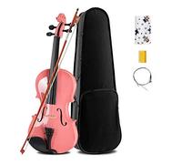 Violín de tamaño Completo, 4 cuerdas 4/4 al estudiante de violín de madera de bajos de tamaño completo for empezar, hechas a mano y acústica con estuche, arco, puente, colofonia, tela y cuerdas de rep