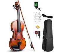 Violín de tamaño Completo, Violín acústico 4/4 Fiddle clásico ajustado de ébano de tamaño completo con manual, bolsa de transporte, kits for principiantes, natural