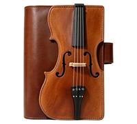 Violin Design Leather Notebook - 21.5x15x1.5cm Refillable Vintage Planner