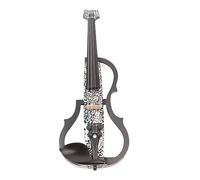 Violín Eléctrico 4/4 Fibra de Carbono Silenciosa de Tamaño Completo con Accesorios de Arce Patrón de Letras Blancas para Principiantes Practicar Jugar