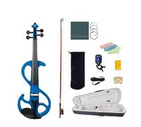 Violín Eléctrico 4/4, Juego De Madera Maciza Con Estuche Para Violín, Arco De Madera De Brasil, Sintonizador De Cable De Audio, Puente De Arce, Violín Silencioso Azul