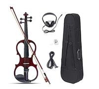 Violín eléctrico 4/4 tamaño completo eucalipto, con auriculares con cable y caja para principiantes