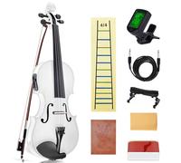 Violín eléctrico/acústico con accesorios de ébano con funda de transporte, arco de violín, puente, colofonia, reposamanos, calcomanías, afinador, instrucciones, artesanía con arce, abeto (blanco)