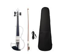 Violín Eléctrico De 5 Cuerdas, Tamaño 4/4, Violín Silencioso, Accesorios De Ébano, 4/4, Arco De Madera De Brasil, Puente De Violín, Funda Protectora De Transporte (Color : White)