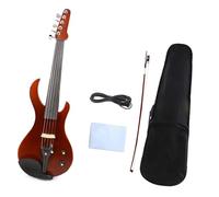 Violín eléctrico de COLOR ROJO OSCURO de 5 cuerdas nuevo sonido potente de madera maciza con forma de guitarra de llama 4/4
