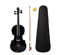 Violín eléctrico de tamaño completo 4/4 con sonido y violín eléctrico, accesorios de cuerpo de madera maciza, violín eléctrico negro alto