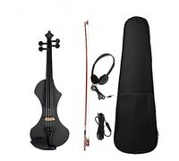 Violín Eléctrico Tallado A Mano De Madera Maciza Cuerpo Violín Brasil Madera Octagonal Arco Instrumentos De Cuerda Violín principiantes(Black)