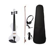 Violín Eléctrico Tallado A Mano De Madera Maciza Cuerpo Violín Brasil Madera Octagonal Arco Instrumentos De Cuerda Violín principiantes(White)