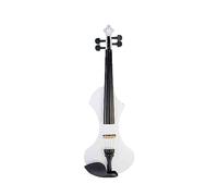 Violín Eléctrico Tallado A Mano, Violín De Madera Maciza 4/4, Violín De Tamaño Completo Con Estuche De Transporte, Cable De Audio Con Arco De Madera De Brasil (Color : White SET)