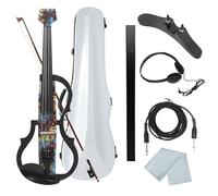 Violín Electroacústico 4/4 Violín Eléctrico Silencioso De Fibra De Carbono Sin Cabeza Con Arco De Violín Accesorios De Cable Para Auriculares(Set 2)