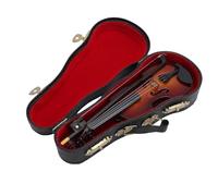 Violín en Miniatura de Madera con Soporte, y Caso de 14 Cm de Instrumentos Mini Musicales Réplica de Violín Figuras Coleccionables Accesorios de Casa de Muñecas Modelo de