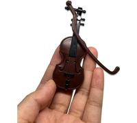 Violín en miniatura marrón con soporte, arco y funda, mini instrumento musical perfecto para decoración de casa de muñecas y coleccionistas, violines acústicos, violines ornamentales