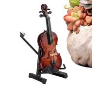 Violín en miniatura, mini figura de violín, accesorio de modelo de madera, incluye exhibición de soporte, adorno de escritorio coleccionable, marrón, 1 pieza, para sala de estar, salas de estudio