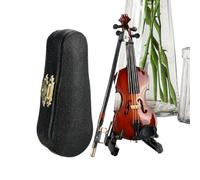 Violín - Estatua De Violín En Miniatura De 12 Cm | Los Violines Más Pequeños del Mundo con Soporte para | Cuerdas De Metal con Cuerpo De Madera, Mini Instrumento Musical para Accesorio De CAS