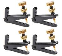 Violin Fine Tuners for 4/4-3/4 Violin, Stainless Metal String Spinner Adjuster, Nickel Plated Anti Rust, 4 Pcs Black/Gold