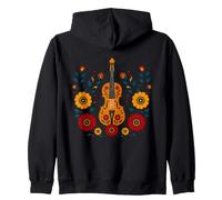 Violín Floral Motivos Folclóricos Música Ornamental Tribal Sudadera con Capucha