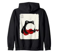 Violín Grumpy Frog Funny Kawaii Japonés Sudadera con Capucha