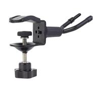 Violin Hanger For Music Stand - Black Steel, Heavy Duty Violin Viola Stand For Microphone, Adjustable U-Mount Clamp Fits 3/4 Inch Tubing, Built-In Bow Holder, Padded | Students, Players, Bedroom,